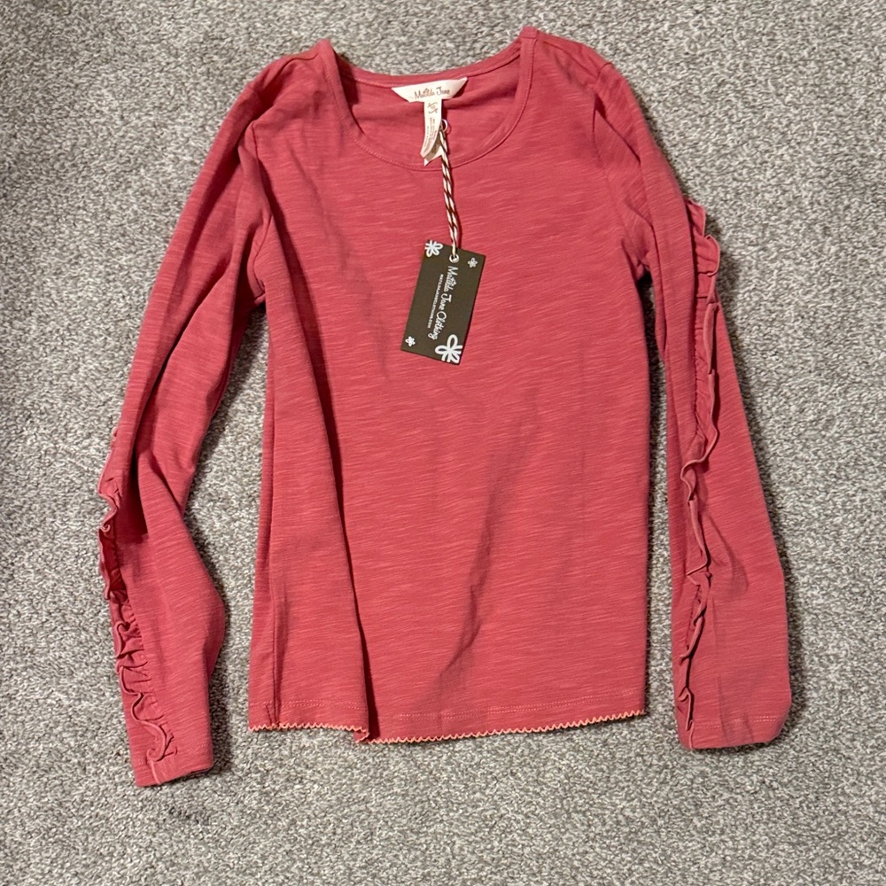 Matilda Jane Rosewood Pink Ruffle-Trim Long Sleeve Tee